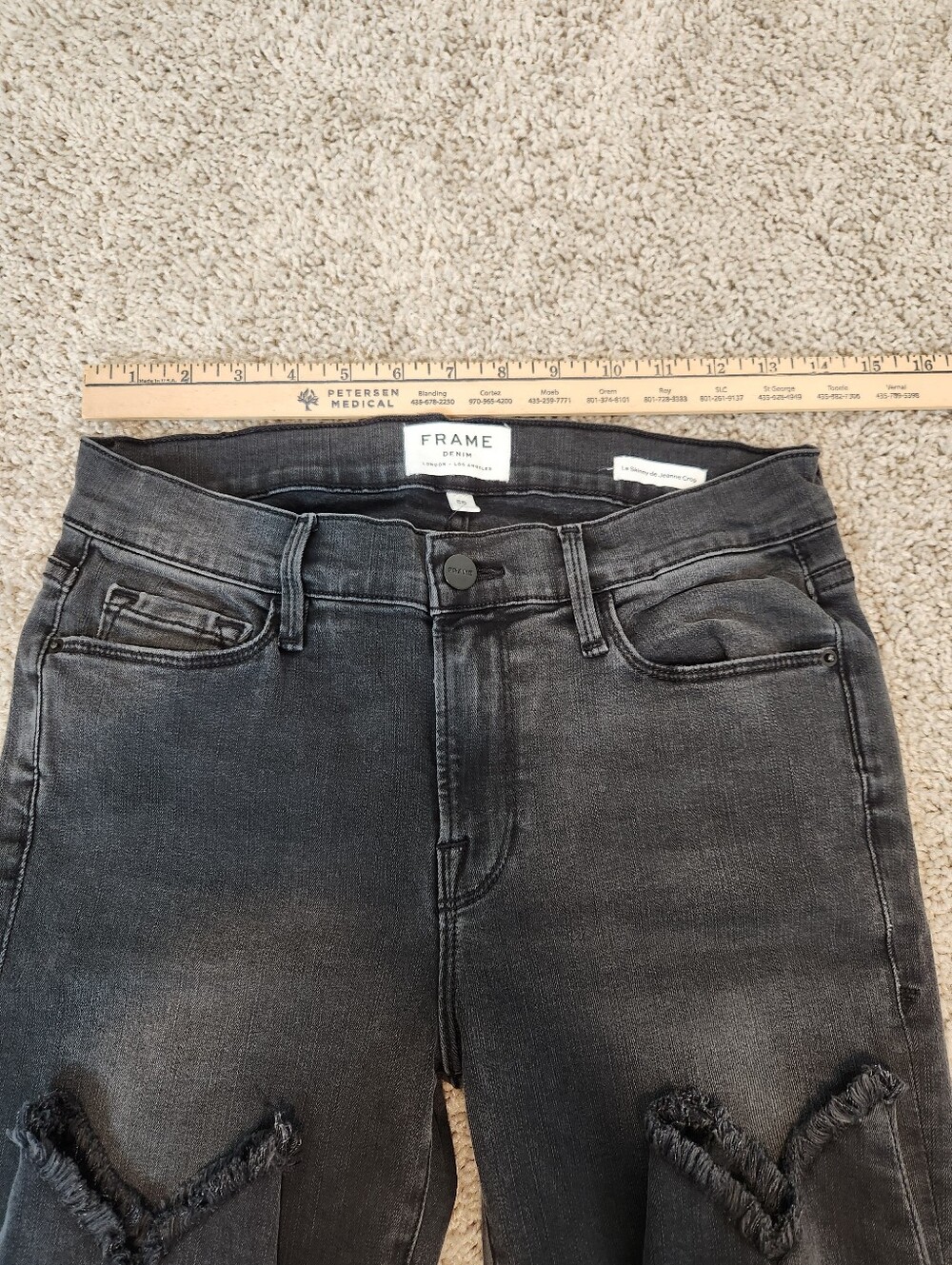 FRAME Le Skinny De Jeanne Crop Raw Triangle Hem Size 28 - Picture 6 of 9